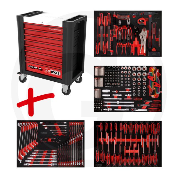 Ks tools werkstattwagen p10 met 241 werkzeugen - schwarz-rot - 88370g Ks tools werkstattwagen p10 met 241 werkzeugen - schwarz-rot - 88370g