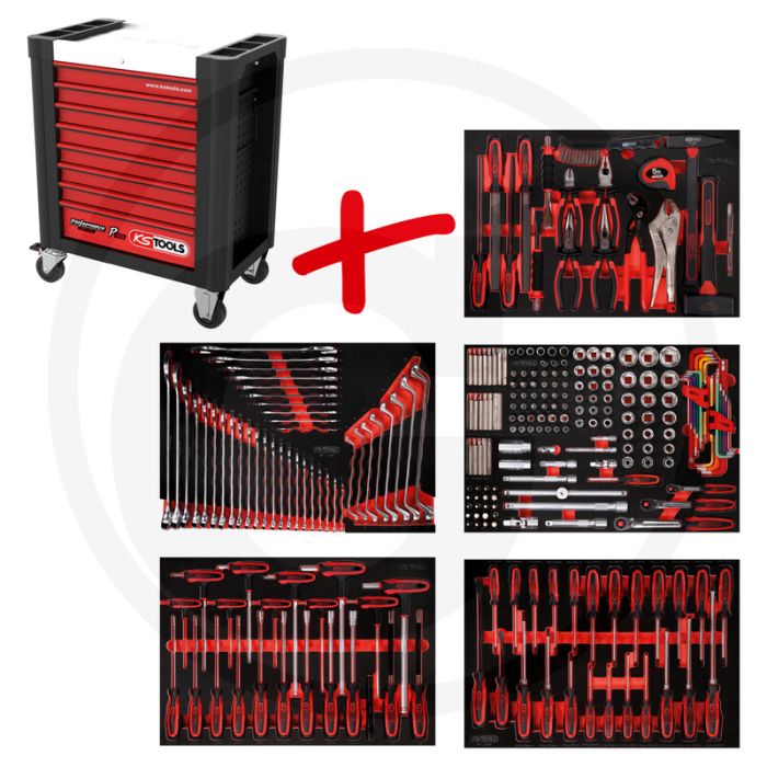 Ks tools werkstattwagen p10 met 262 werkzeugen - schwarz-rot, 92560g Ks tools werkstattwagen p10 met 262 werkzeugen - schwarz-rot, 92560g