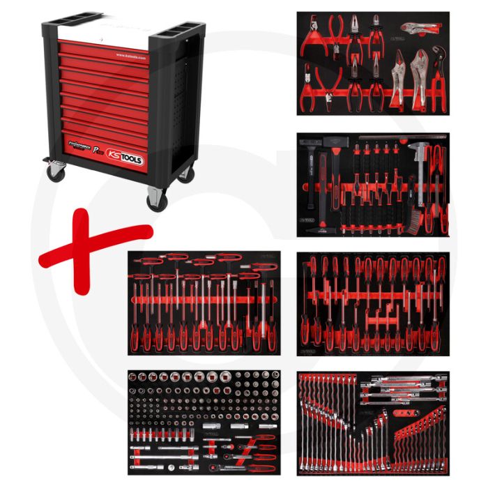 Ks tools werkstattwagen p10 met 271 werkzeugen - schwarz-rot Ks tools werkstattwagen p10 met 271 werkzeugen - schwarz-rot