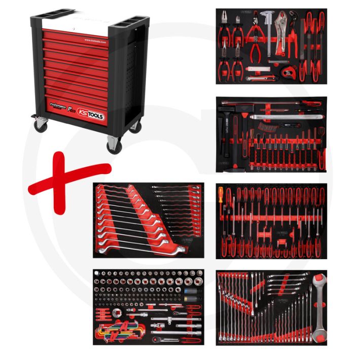 Ks tools werkstattwagen p10 met 284 werkzeugen - schwarz-rot - 98500g Ks tools werkstattwagen p10 met 284 werkzeugen - schwarz-rot - 98500g