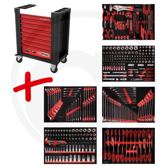 Ks tools werkstattwagen p10 met 366 werkzeugen - schwarz-rot Ks tools werkstattwagen p10 met 366 werkzeugen - schwarz-rot