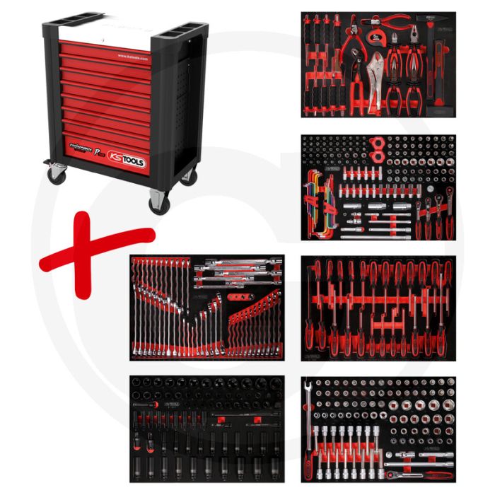 Ks tools werkstattwagen p10 met 423 werkzeugen - schwarz-rot, 108410g Ks tools werkstattwagen p10 met 423 werkzeugen - schwarz-rot, 108410g