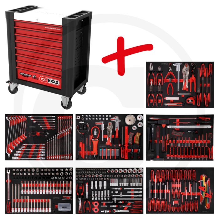 Ks tools werkstattwagen p10 met 397 werkzeugen - schwarz-rot - 107020g Ks tools werkstattwagen p10 met 397 werkzeugen - schwarz-rot - 107020g