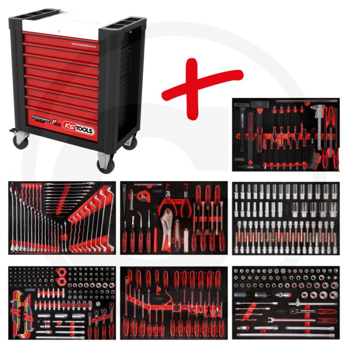 Ks tools werkstattwagen-satz p10, 403 werkzeuge - schwarz-rot - 108840g Ks tools werkstattwagen-satz p10, 403 werkzeuge - schwarz-rot - 108840g