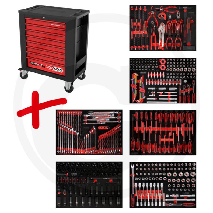 Ks tools werkstattwagen p15 met 423 werkzeugen - schwarz-rot - 110410g Ks tools werkstattwagen p15 met 423 werkzeugen - schwarz-rot - 110410g