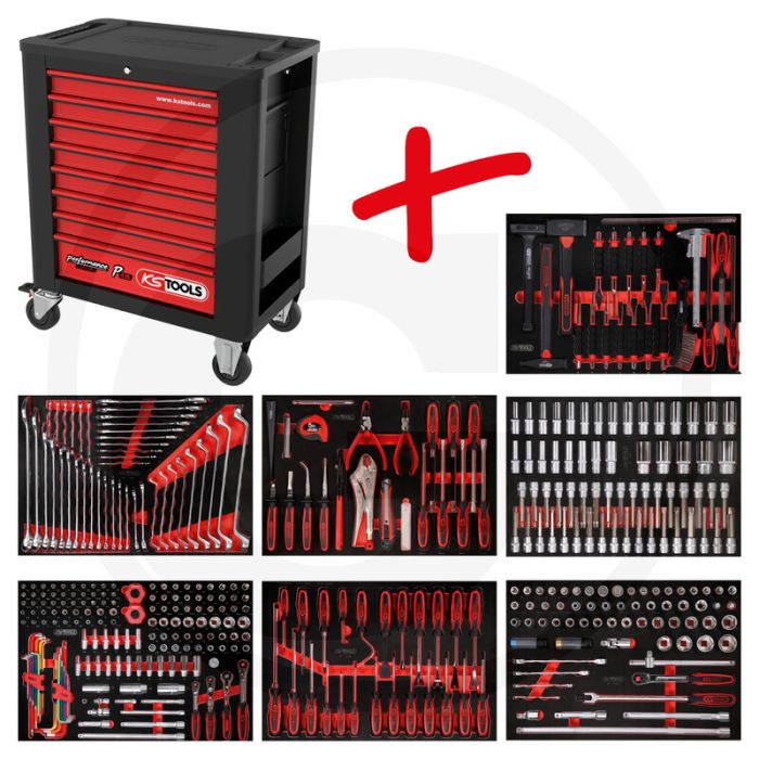 Ks tools werkstattwagen p15 met 403 werkzeugen - schwarz-rot - 110840g Ks tools werkstattwagen p15 met 403 werkzeugen - schwarz-rot - 110840g