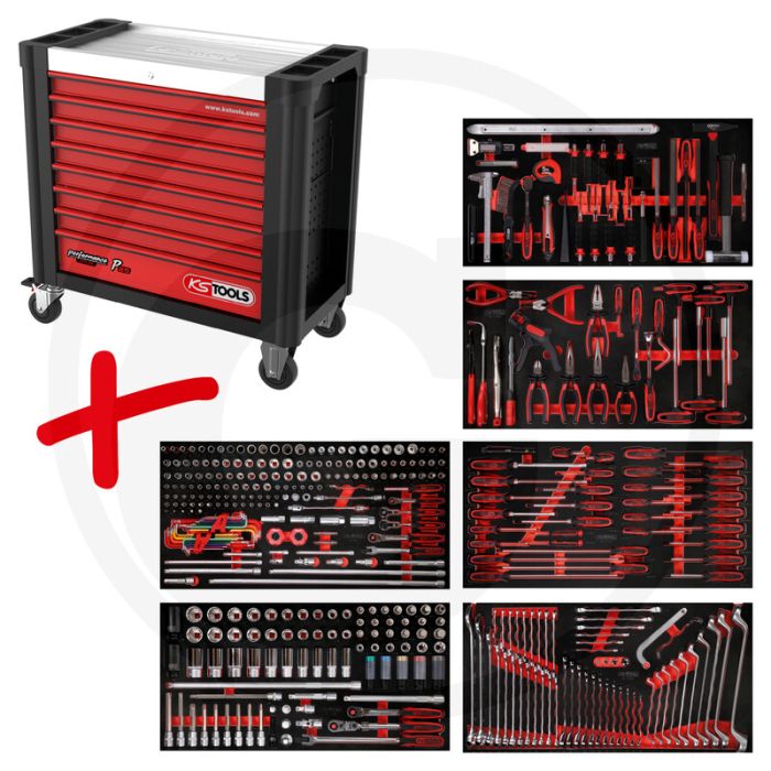Ks tools werkstattwagen p25 met 416 werkzeugen - schwarz-rot - 126870g Ks tools werkstattwagen p25 met 416 werkzeugen - schwarz-rot - 126870g