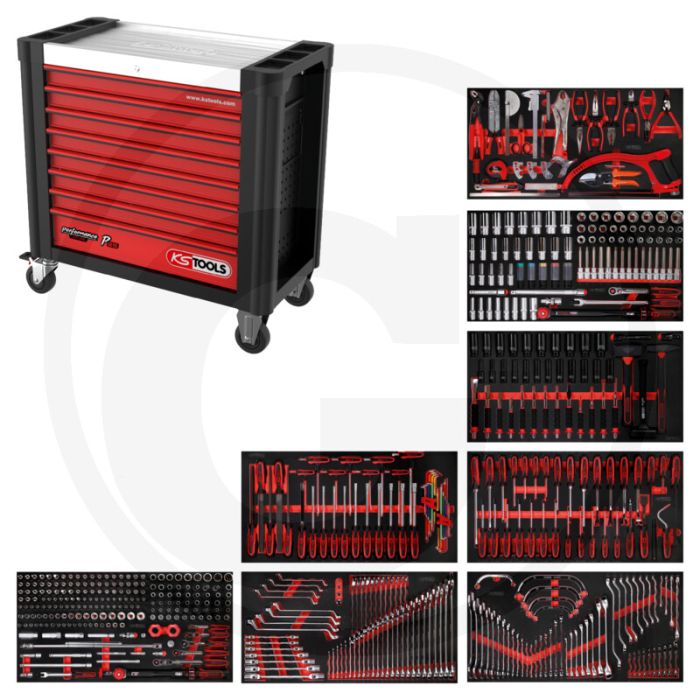 Ks tools gereedschapswagen p25 564-delig met rvs werkblad Ks tools gereedschapswagen p25 564-delig met rvs werkblad