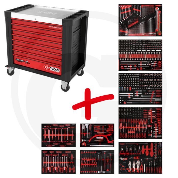 Ks tools werkstattwagen p30 met 706 werkzeugen - schwarz-rot - 171880g Ks tools werkstattwagen p30 met 706 werkzeugen - schwarz-rot - 171880g