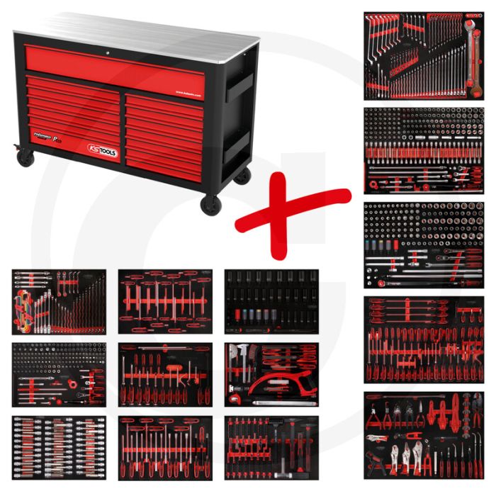 Ks tools werkstattwagen p45 met 950 werkzeugen - schwarz-rot - 317010g Ks tools werkstattwagen p45 met 950 werkzeugen - schwarz-rot - 317010g