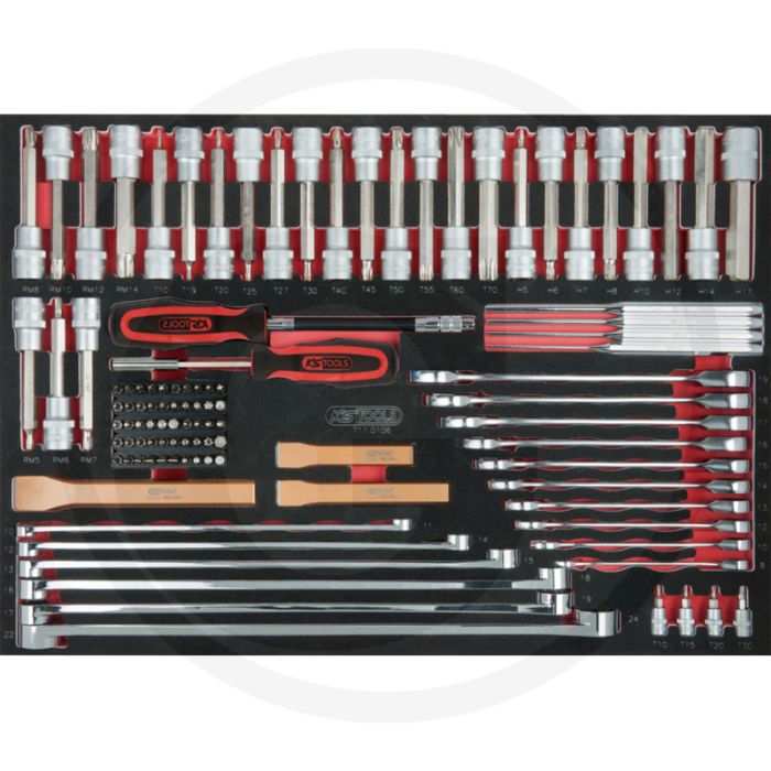 Ks tools meissel-, schlüssel-, bit-stecknuss-satz, 106-tlg. - Öl- und chemikalienbeständige systemeinlage Ks tools meissel-, schlüssel-, bit-stecknuss-satz, 106-tlg. - Öl- und chemikalienbeständige systemeinlage