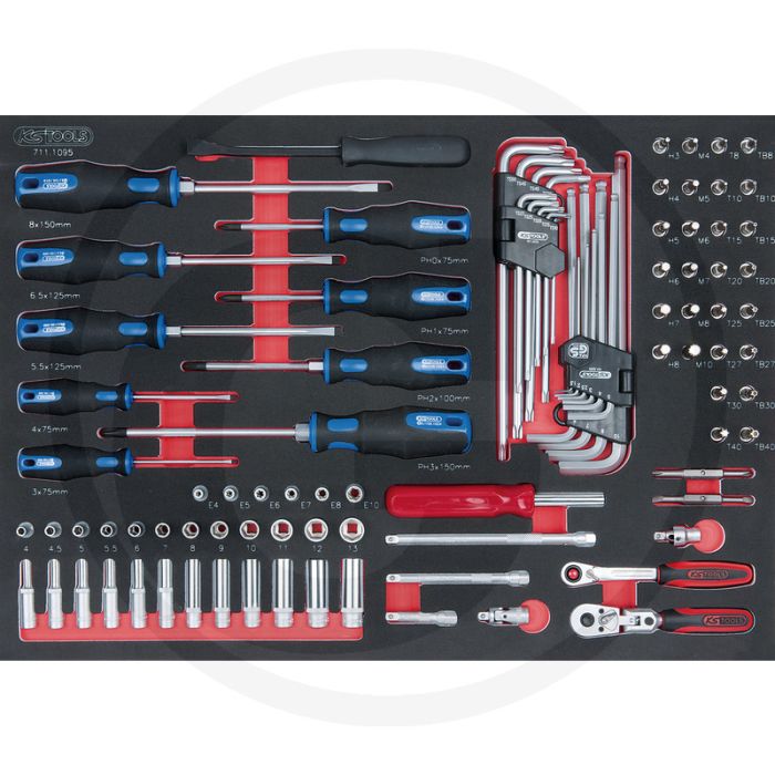 Ks tools set 1/4" scs dopsleutels, 95-dlg in 1/1 - olie- en chemicaliënbestendig