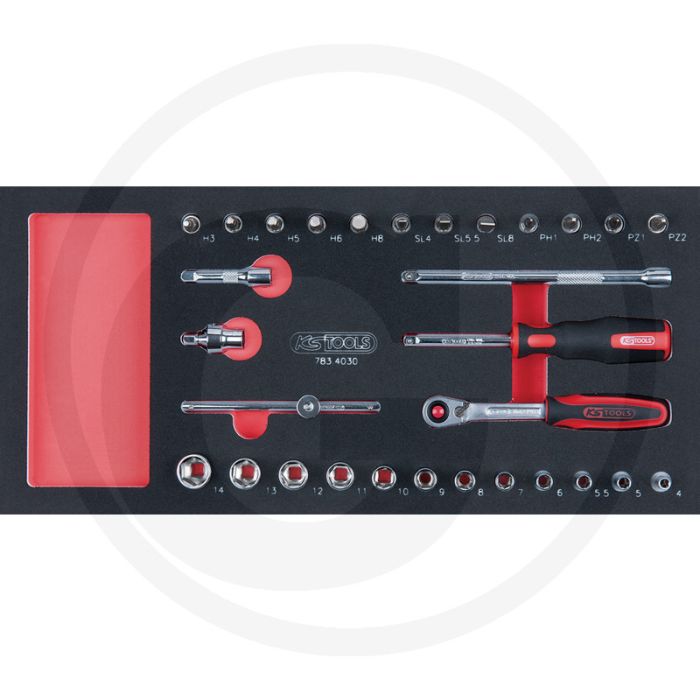 Ks tools 1/4" Chrom+ Steckschlüsselsatz, 46-teilig, 1/3 sy 30-teilig - öl- und chemikalienbeständig