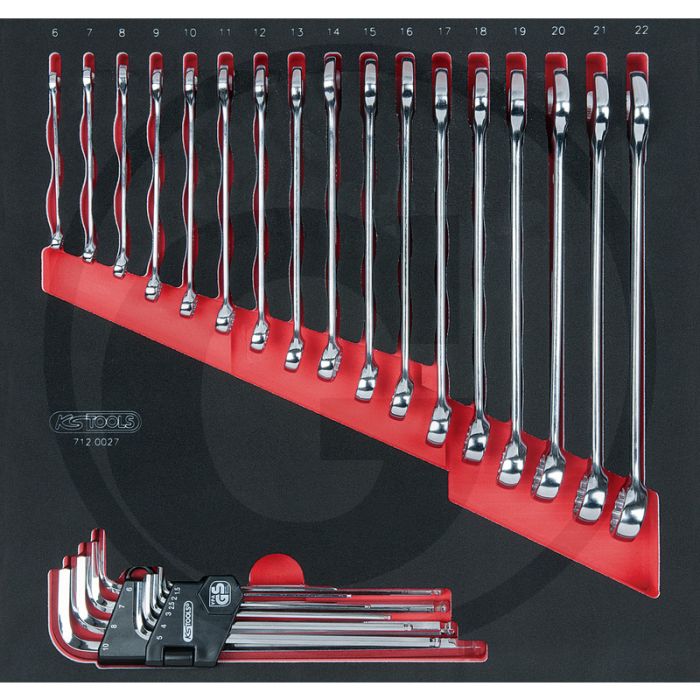 Ks tools set scs ring-steeksleutels, 27-dlg, in 2 27-teilig - olie- en chemikalienbeständig