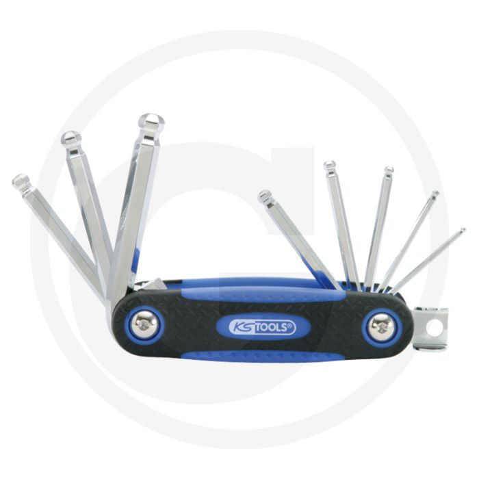 Ks tools chromeplus® haakse binnenzeskant stiftsleutels in houder met kogelkop, 8-delig, 2,5-10 mm - ideaal voor moeilijk bereikbare schroeven Ks tools chromeplus® haakse binnenzeskant stiftsleutels in houder met kogelkop, 8-delig, 2,5-10 mm - ideaal voor moeilijk bereikbare schroeven