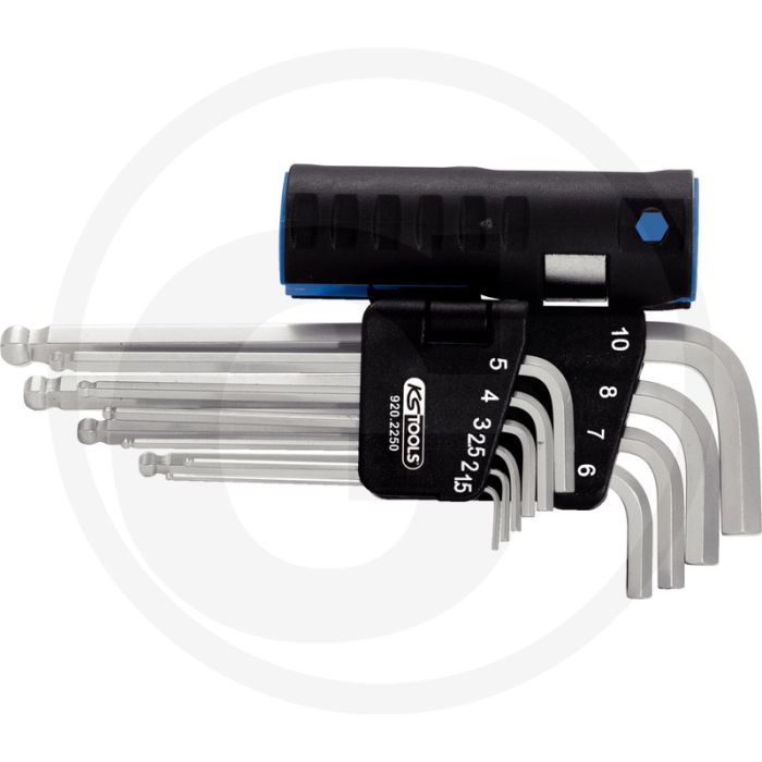 Ks tools classic 3 in 1 kogelkop-binnenzeskant-winkelstiftschlüssel-satz, lang, 10-delig, 1,5-10 mm - ideaal voor moeilijk bereikbare schroeven Ks tools classic 3 in 1 kogelkop-binnenzeskant-winkelstiftschlüssel-satz, lang, 10-delig, 1,5-10 mm - ideaal voor moeilijk bereikbare schroeven