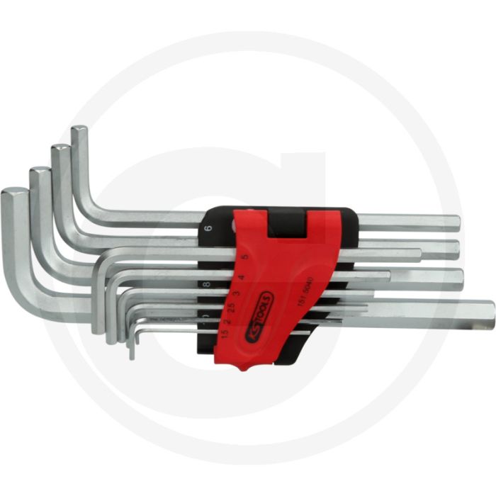 Ks tools innensechskant-winkelstiftschlüssel-satz, lang, 10 - matt verchromt Ks tools innensechskant-winkelstiftschlüssel-satz, lang, 10 - matt verchromt