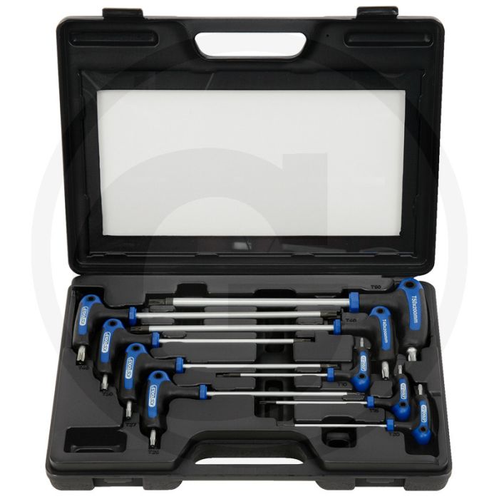 Ks tools ergotorqueplus® t-lever tx-winkelstift schlüssel-satz mit bohrung, 9-teilig - durch und durch gehärtet Ks tools ergotorqueplus® t-lever tx-winkelstift schlüssel-satz mit bohrung, 9-teilig - durch und durch gehärtet