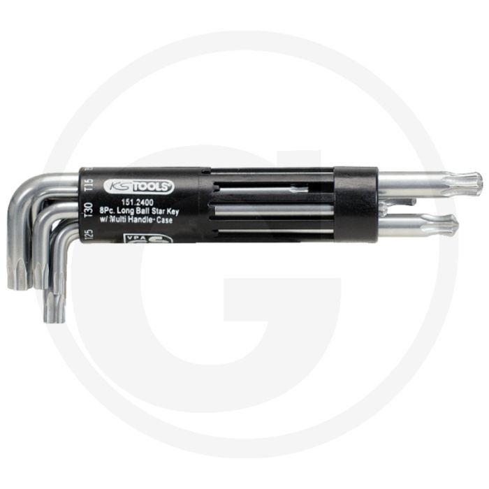 Ks tools classic 3 in 1 tx-kogelkop-winkelstiftschlüssel-satz, lang, 8-delig, t10-t50 - door en door gehard, voor moeilijk bereikbare schroeven Ks tools classic 3 in 1 tx-kogelkop-winkelstiftschlüssel-satz, lang, 8-delig, t10-t50 - door en door gehard, voor moeilijk bereikbare schroeven