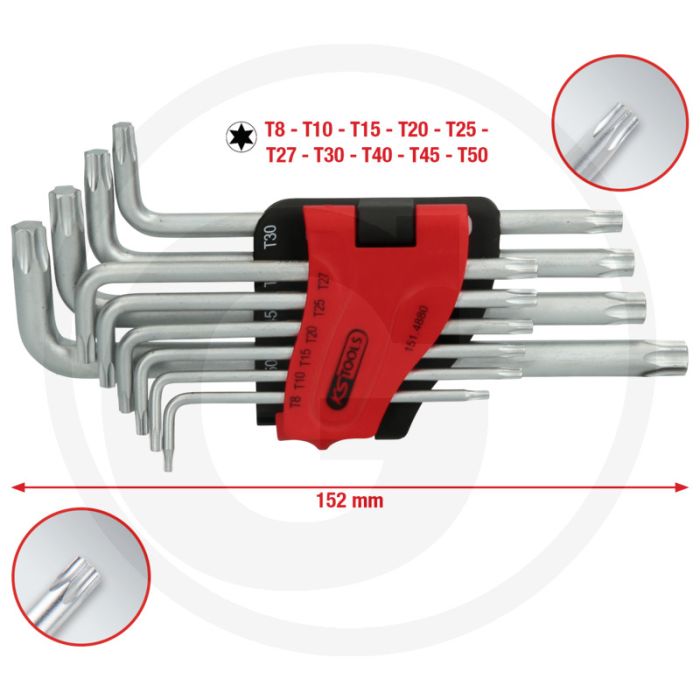 Ks tools tx-stern-winkelstiftschlüssel-satz, lang, 10-tlg. - spezial-werkzeugstahl