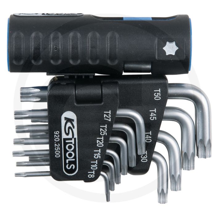 Ks tools classic 3 in 1 tx-winkelstiftschlüssel-satz, kurz, 9-delig, t10-t50 - durchgehend gehärtet, 2-componentengreep Ks tools classic 3 in 1 tx-winkelstiftschlüssel-satz, kurz, 9-delig, t10-t50 - durchgehend gehärtet, 2-componentengreep