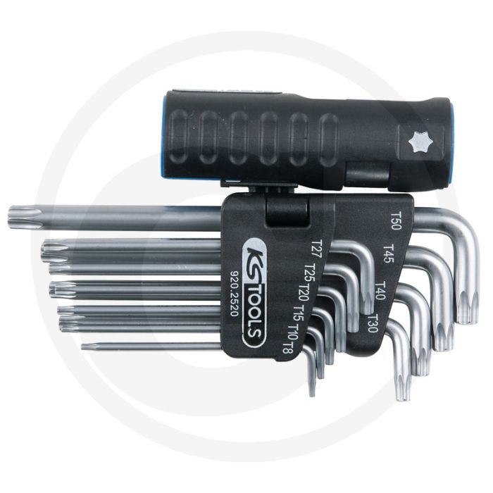 Ks tools classic 3 in 1 tx-winkelstiftschlüssel-satz, lang, 9-delig, t10-t50 - door en door gehard Ks tools classic 3 in 1 tx-winkelstiftschlüssel-satz, lang, 9-delig, t10-t50 - door en door gehard