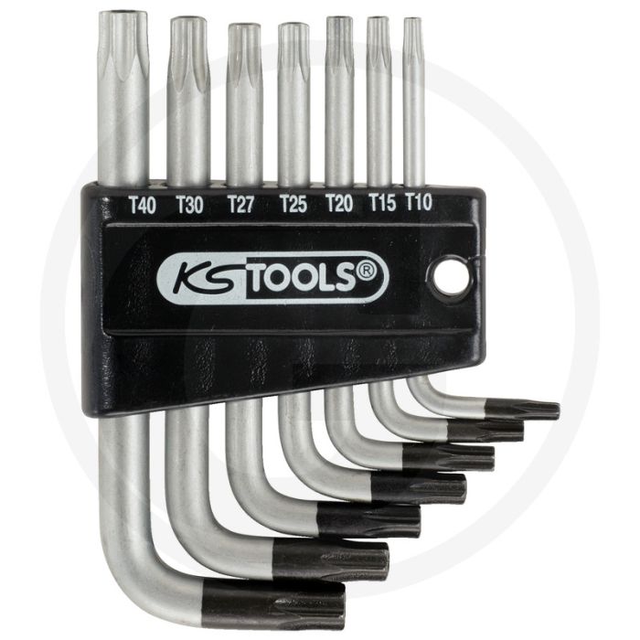 Ks tools classic tx-winkelstiftschlüssel-satz met bohrung, kurz, 7-delig - door en door gehard