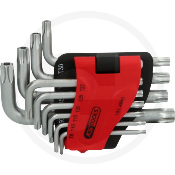 Ks tools tx-stern-winkelstiftschlüssel-satz mit bohrung, ku - kurze ausführung, durchgehend gehärtet Ks tools tx-stern-winkelstiftschlüssel-satz mit bohrung, ku - kurze ausführung, durchgehend gehärtet