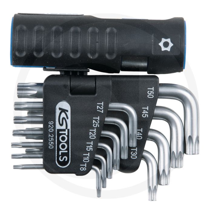 Ks tools classic 3 in 1 tx-winkelstiftschlüssel-satz met bohrung, kurz, 9-delig - door en door gehard Ks tools classic 3 in 1 tx-winkelstiftschlüssel-satz met bohrung, kurz, 9-delig - door en door gehard