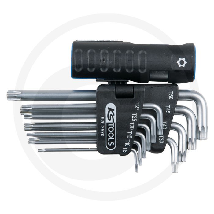 Ks tools classic 3 in 1 tx-winkelstiftschlüssel-satz met bohrung, lang, 9-delig - door en door gehard Ks tools classic 3 in 1 tx-winkelstiftschlüssel-satz met bohrung, lang, 9-delig - door en door gehard
