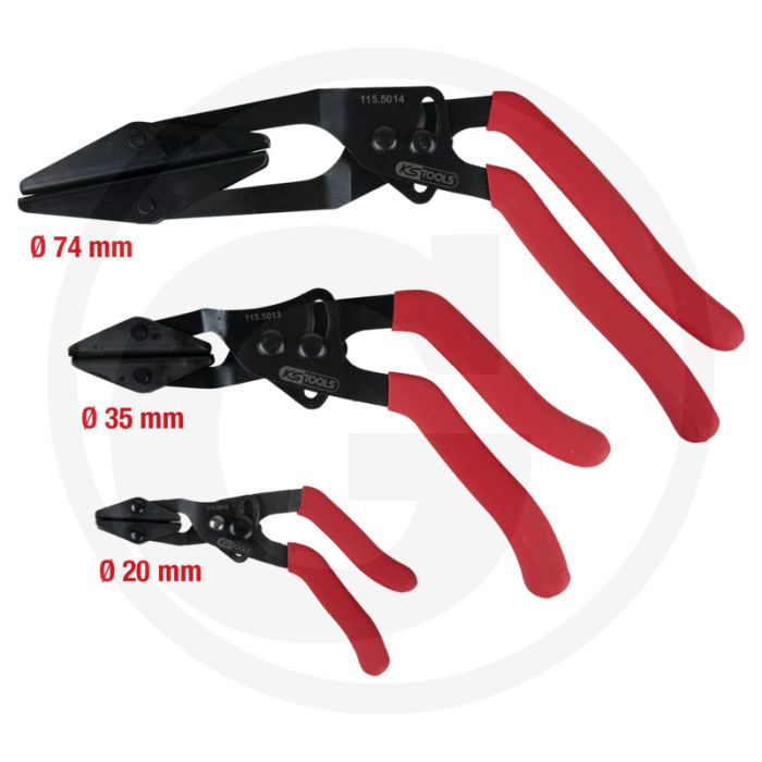 Ks tools stufenloser schlauch-abklemm-zangen-satz, 3-tlg. - zum einfachen abklemmen von flexiblen schlauchleitungen (20,0-74,0 mm) Ks tools stufenloser schlauch-abklemm-zangen-satz, 3-tlg. - zum einfachen abklemmen von flexiblen schlauchleitungen (20,0-74,0 mm)