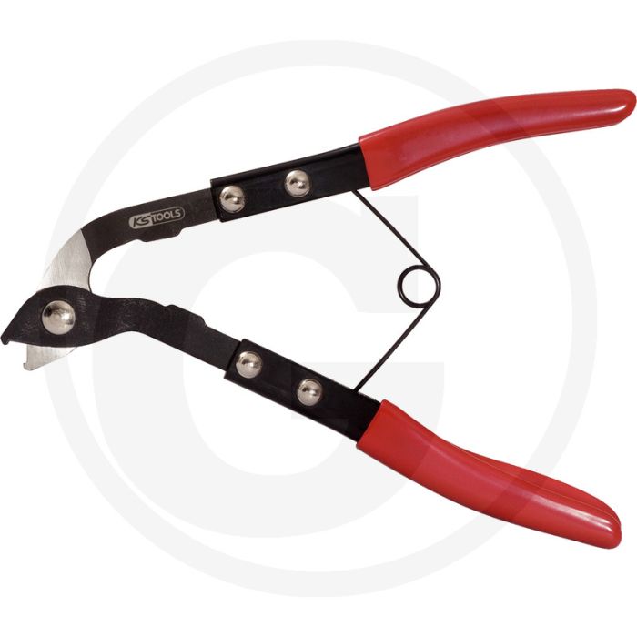 Ks tools slangklemknipper, gebogen, 220 mm - voor oorloze slangklemmen op asmanchetten