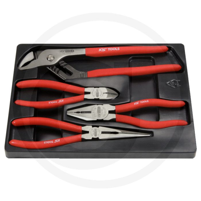 Ks tools set de pinces, 4 pièces, 165-256 mm - ciseaux de précision trempés par induction - pour différents types de filetages - chromé mat - special-werkzeugstahl Ks tools set de pinces, 4 pièces, 165-256 mm - ciseaux de précision trempés par induction - pour différents types de filetages - chromé mat - special-werkzeugstahl