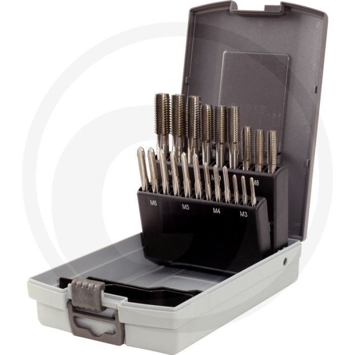 Ks tools hss co handtappenset m3-m12 in kunststofcassette, 21-delig, kobaltlegering, din 352, rechtssnijdend Ks tools hss co handtappenset m3-m12 in kunststofcassette, 21-delig, kobaltlegering, din 352, rechtssnijdend