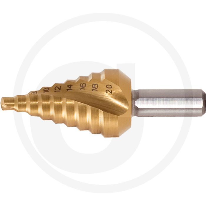 Ks tools hss-tin stappenboor extra kort, Ø 4-20 mm, tin-beschichtete oberfläche Ks tools hss-tin stappenboor extra kort, Ø 4-20 mm, tin-beschichtete oberfläche