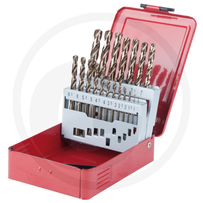 Ks tools hss-g co 5 forets hélicoïdaux en coffret acier, 19 pièces, 1-10 mm - acier allié au cobalt de haute qualité
