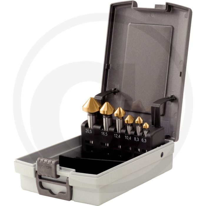 Ks tools hss tin verzinkboor-set 90° 6-dlg in kunststofcassette - voor staal, gietijzer, non-ferro- en lichtmetaal Ks tools hss tin verzinkboor-set 90° 6-dlg in kunststofcassette - voor staal, gietijzer, non-ferro- en lichtmetaal