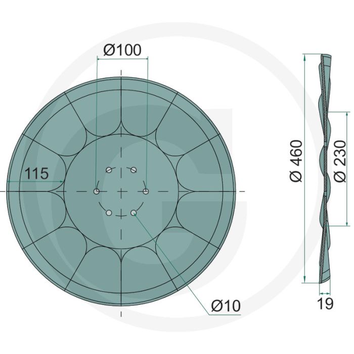 Markeurschijf gegolfd, Ø: 460 x 4 mm - 12 tanden