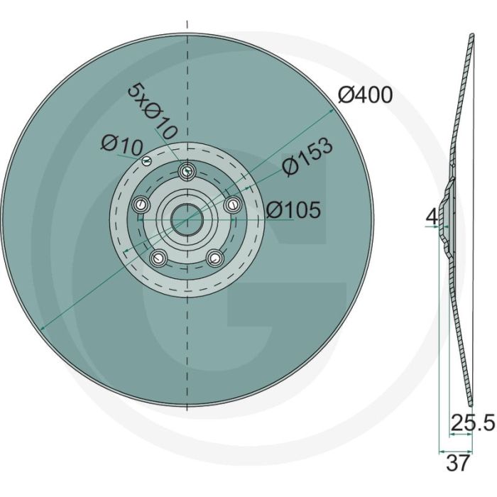 Schijfkouter glad, voor rotec-scharen, Ø 400 x 4 mm - buiten-Ø: 400mm