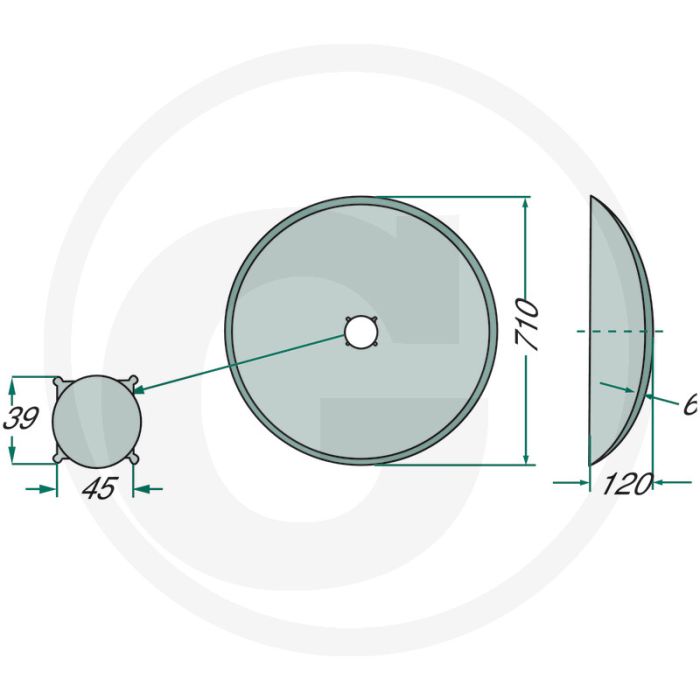 Eggeschijf glad, Ø: 710 x 6 mm - dikte: 6mm