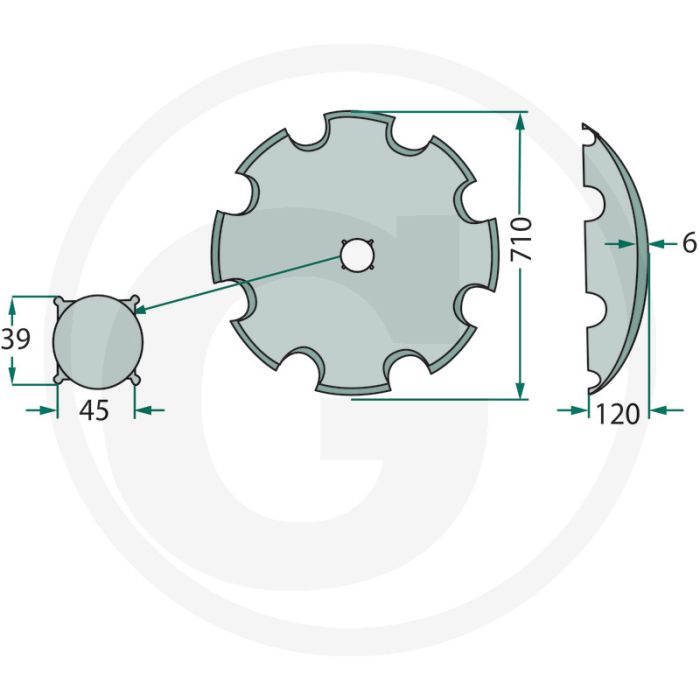 Eggeschijf getand, Ø: 710 x 6 mm - 10 tanden