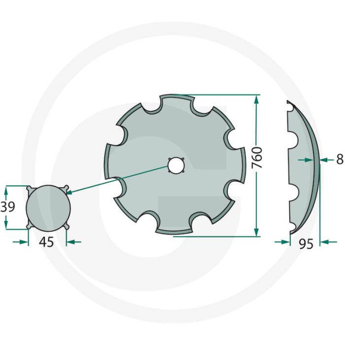 Eggeschijf getand, Ø: 760 x 8 mm - 10 tanden