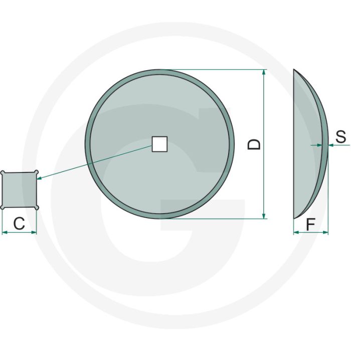 Eggeschijf inphinium - 610mm buiten-Ø, 6mm dikte, glad, 1 boorgat