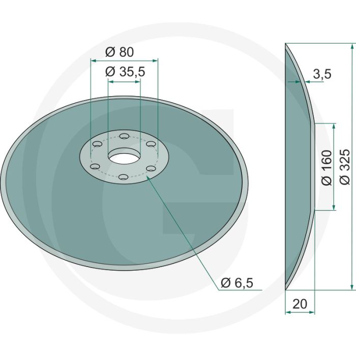 Schijf glad, Ø: 325 x 3,5 mm - buiten-Ø: 325mm