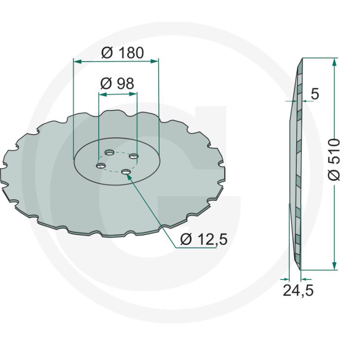 Eggeschijf fijn getand, Ø: 510 x 5 mm - aantal tanden: 20