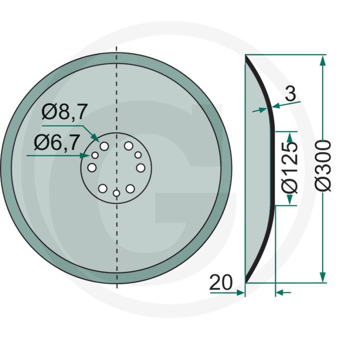 Schijfkouter glad, Ø 300 x 3 mm, cx-schaar - buiten-Ø: 300mm