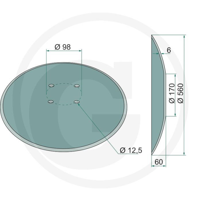 Eggeschijf glad, Ø: 560 x 6 mm - buiten-Ø: 560mm