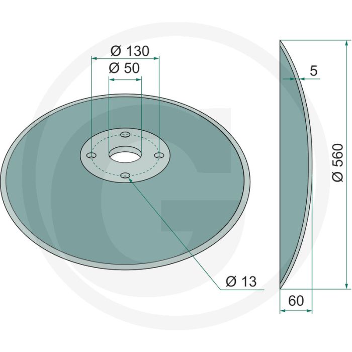 Eggeschijf glad, Ø: 560 x 5 mm - buiten-Ø: 560mm