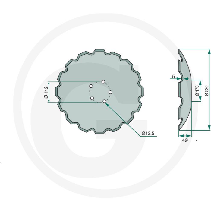 Eggeschijf getand, Ø: 520 x 5 mm - 18 tanden
