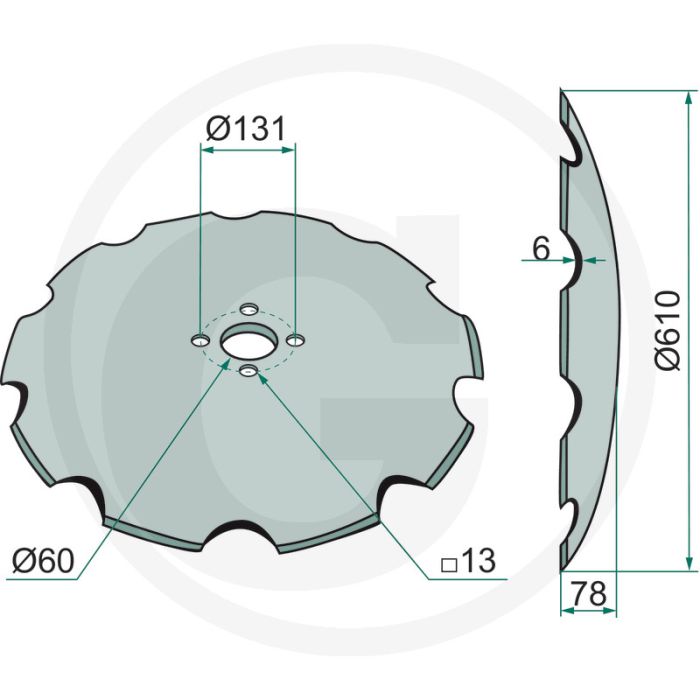 Eggeschijf getand, Ø: 610 x 6 mm - 10 tanden